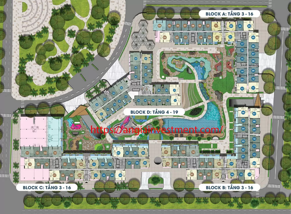 Sơ đồ mặt bằng tổng thể 4 tháp Westgate