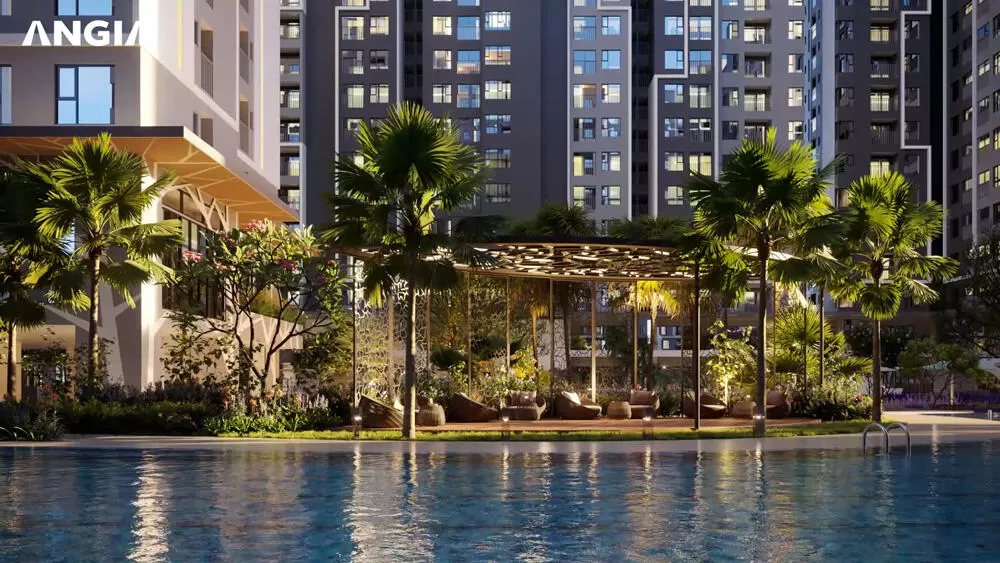 Phối cảnh công viên nội khu và mặt nước thuộc tiện ích Westgate Bình Chánh