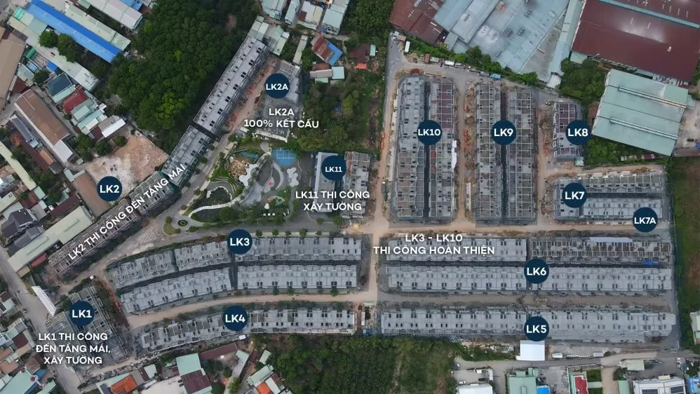 Toàn cảnh các liên khu từ trên cao khi đánh giá The Standard Bình Dương
