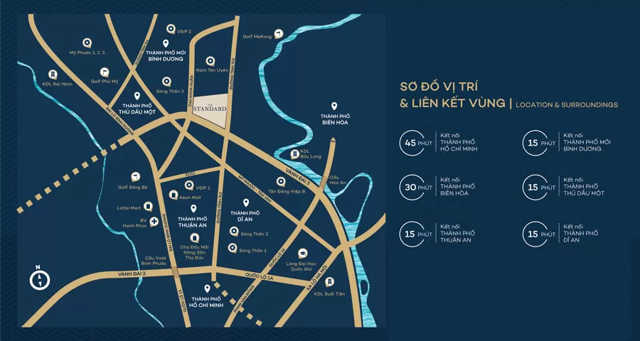 Sơ đồ vị trí kết nối giao thông The Standard Bình Dương