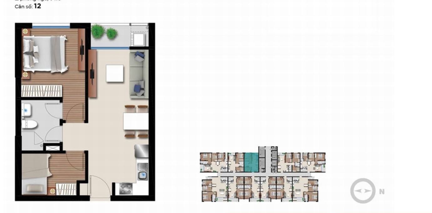 Thiết kế căn hộ An Gia Riverside diện tích 51 m²