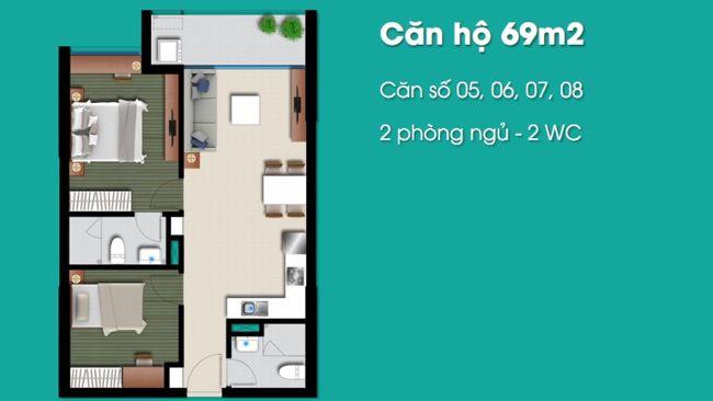 Thiết kế căn hộ An Gia Riverside diện tích 69 m²