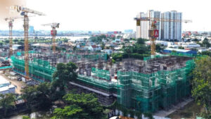 Toàn cảnh bốn tháp The Gió Riverside đang thi công