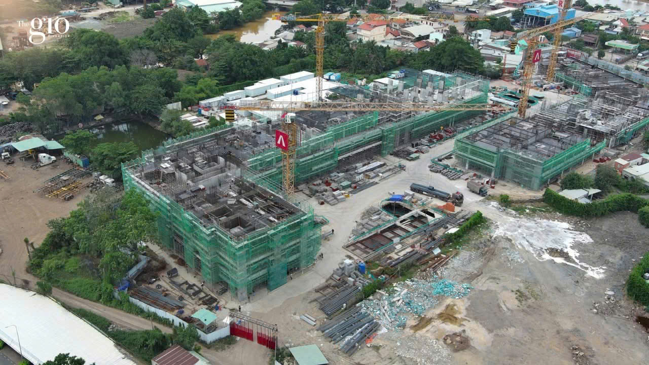 Phối cảnh Tháp Gió Nam The Gió Riverside nhìn từ trên cao hướng về sông Đồng Nai