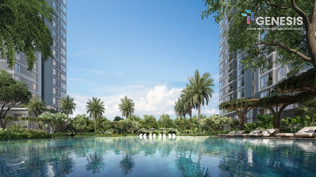 Phối cảnh hồ bơi cảnh quan nội khu TT Genesis