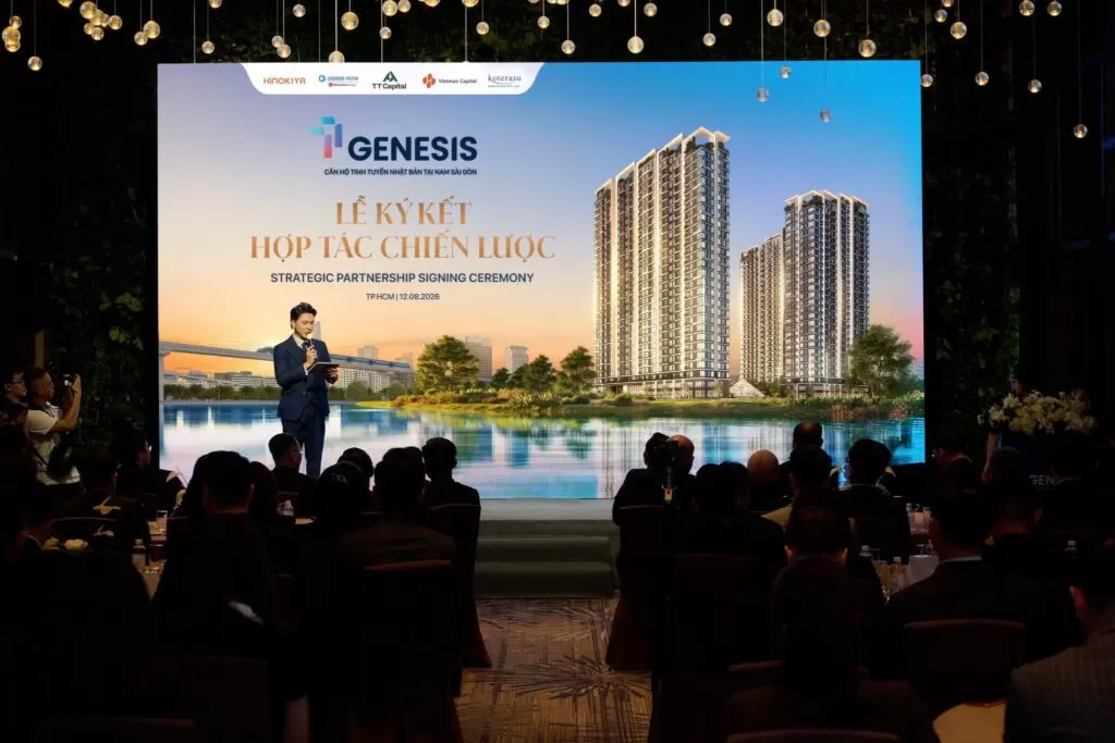 Sân khấu lễ ký kết hợp tác chiến lược TT Genesis