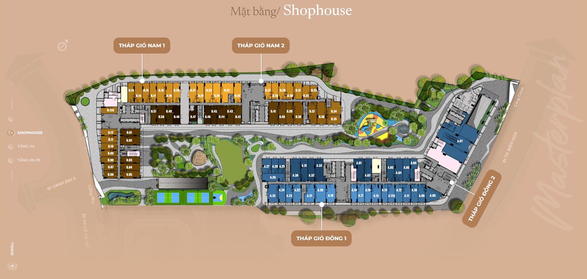 Sơ đồ mặt bằng chi tiết shophouse The Gió Riverside An Gia