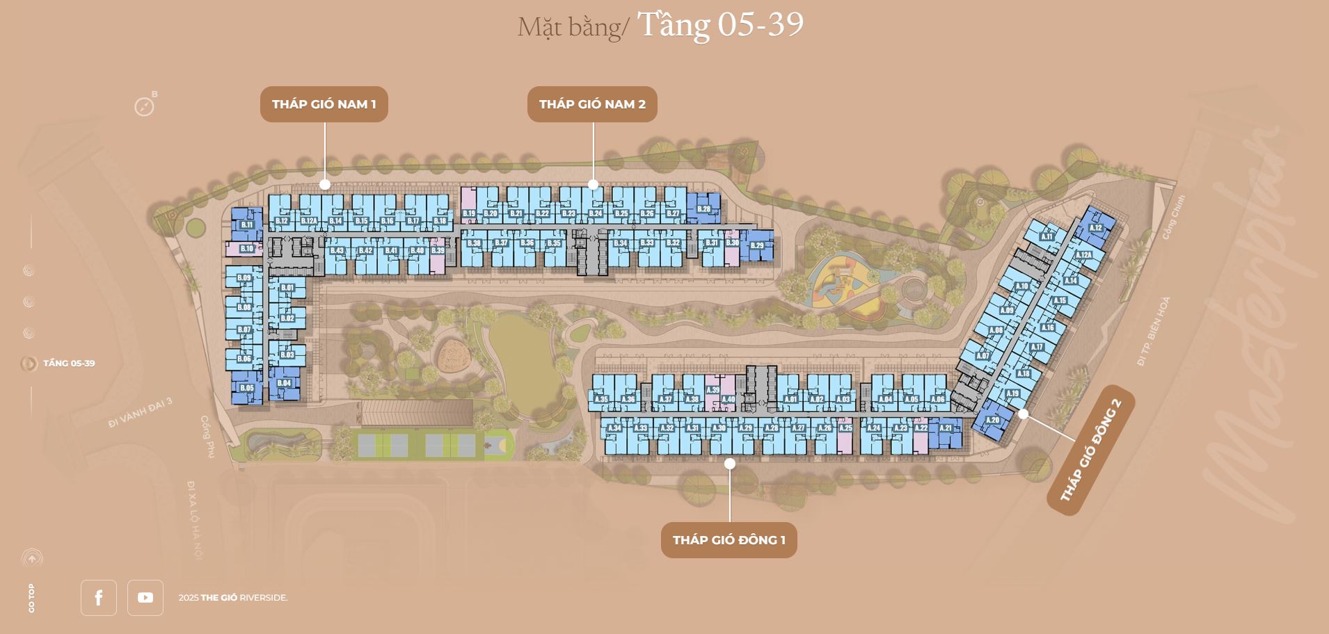 Sơ đồ mặt bằng tầng 5-39 tháp căn hộ The Gió Riverside