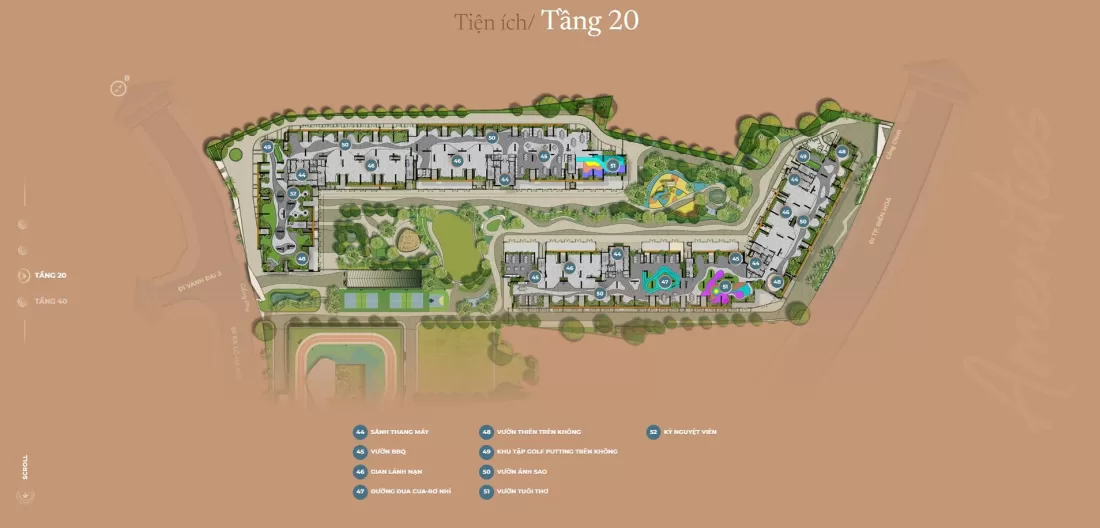 Sơ đồ tầng 20 The Gió Riverside với vườn thiền trên không và gian lánh nạn