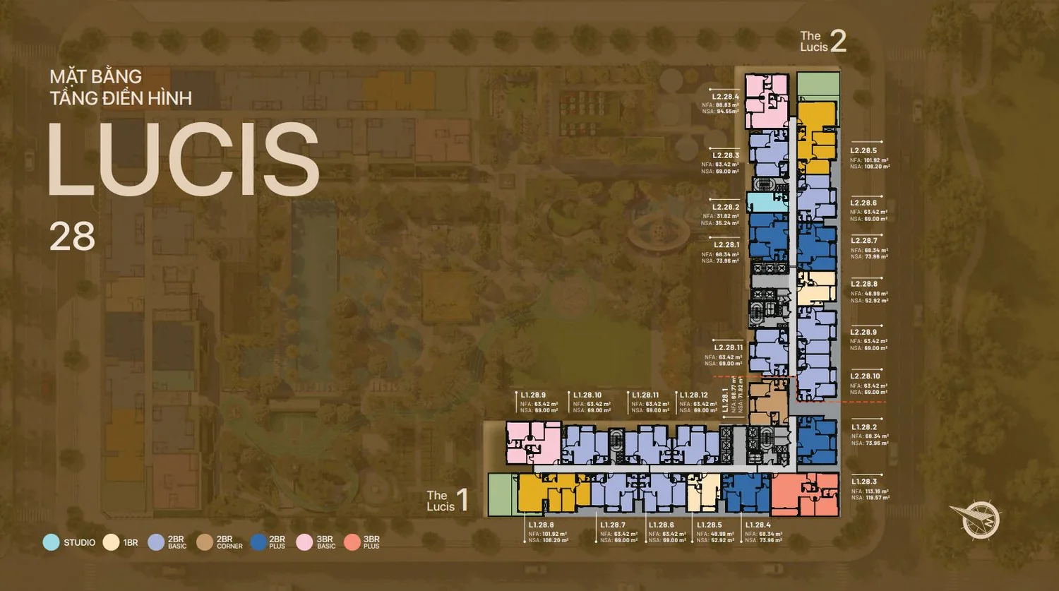 Mặt bằng TT Genesis tầng 28 tháp Lucis