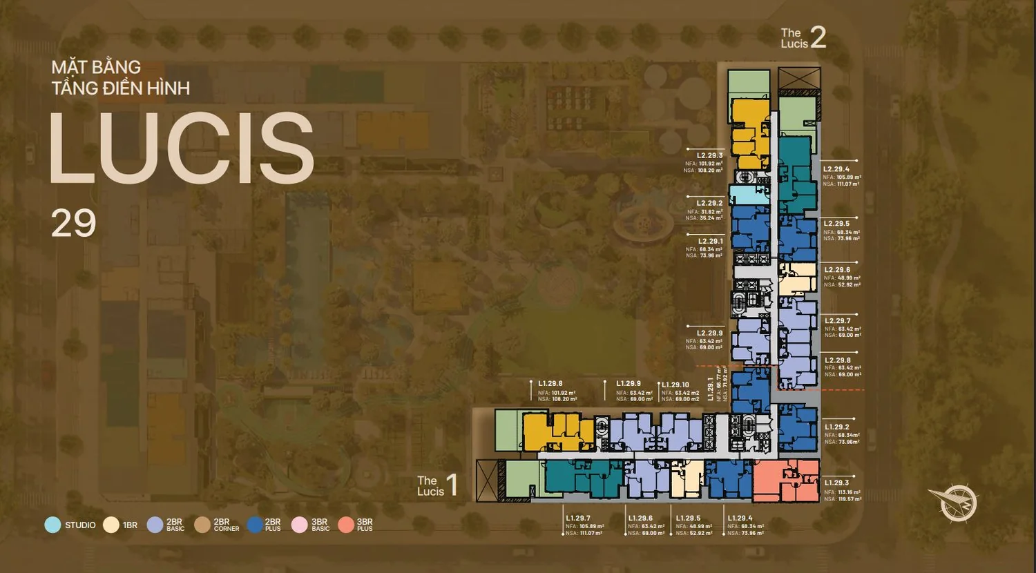 Mặt bằng TT Genesis tầng 29 tháp Lucis