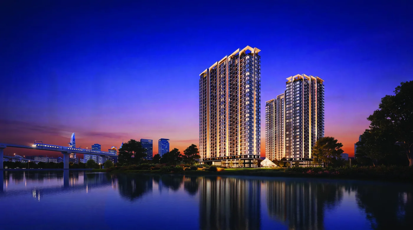 Phối cảnh dự án làm nền cho phân tích giá căn hộ TT Genesis