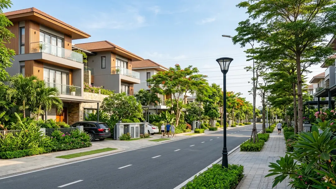 Khu dân cư Đào Sư Tích Phối cảnh minh họa khu dân cư ven sông và đường nội bộ