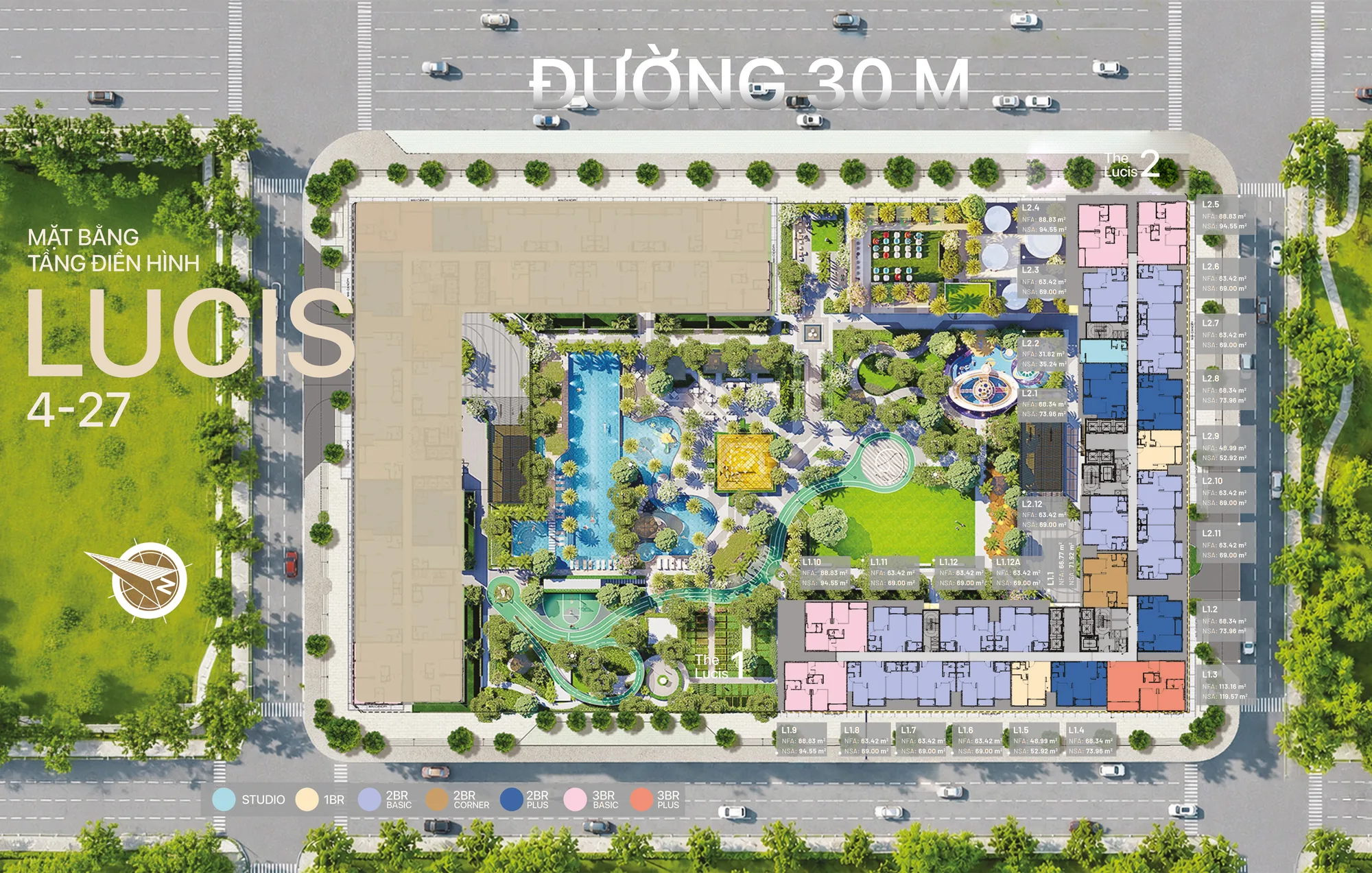 Mặt bằng tầng điển hình tháp Lucis tầng 4–27 (tài liệu chủ đầu tư)
