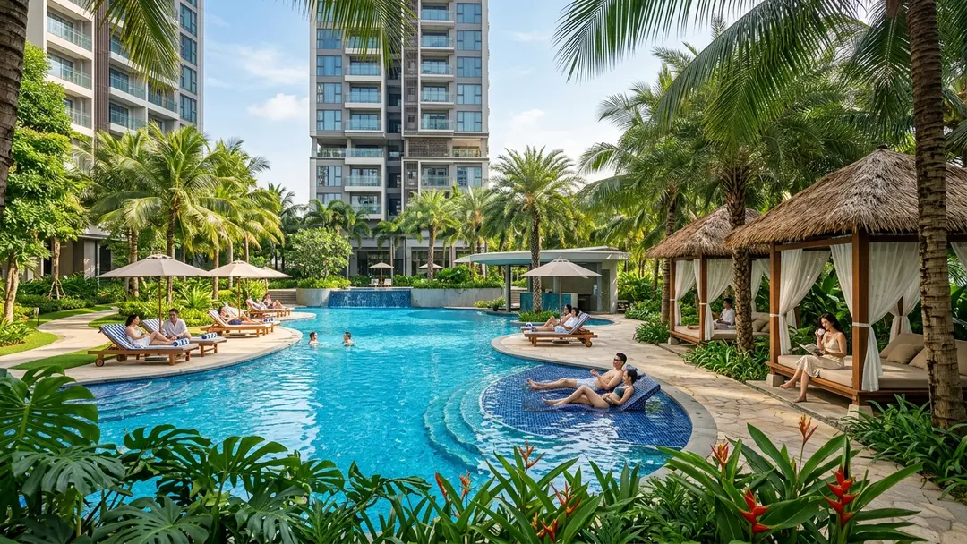 Tiện ích sinh thái nghỉ dưỡng tại căn hộ Nhà Bè Hình minh họa: tiện ích an cư nghỉ dưỡng sinh thái tại các dự án chung cư Nhà Bè