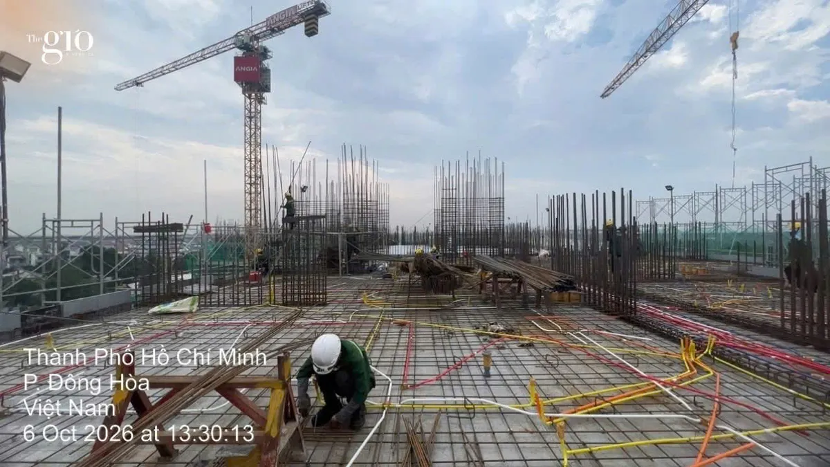 Thi công cốt thép sàn The Gió Riverside tháng 10/2026 Thi công cốt thép sàn và lắp đặt ống kỹ thuật tiến độ The Gió Riverside