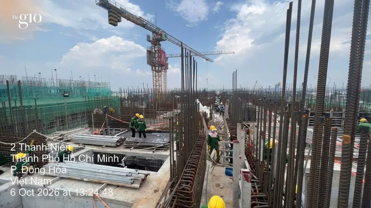 Thi công cốt thép cột The Gió Riverside Thi công cốt thép cột và ván khuôn phần thân The Gió Riverside